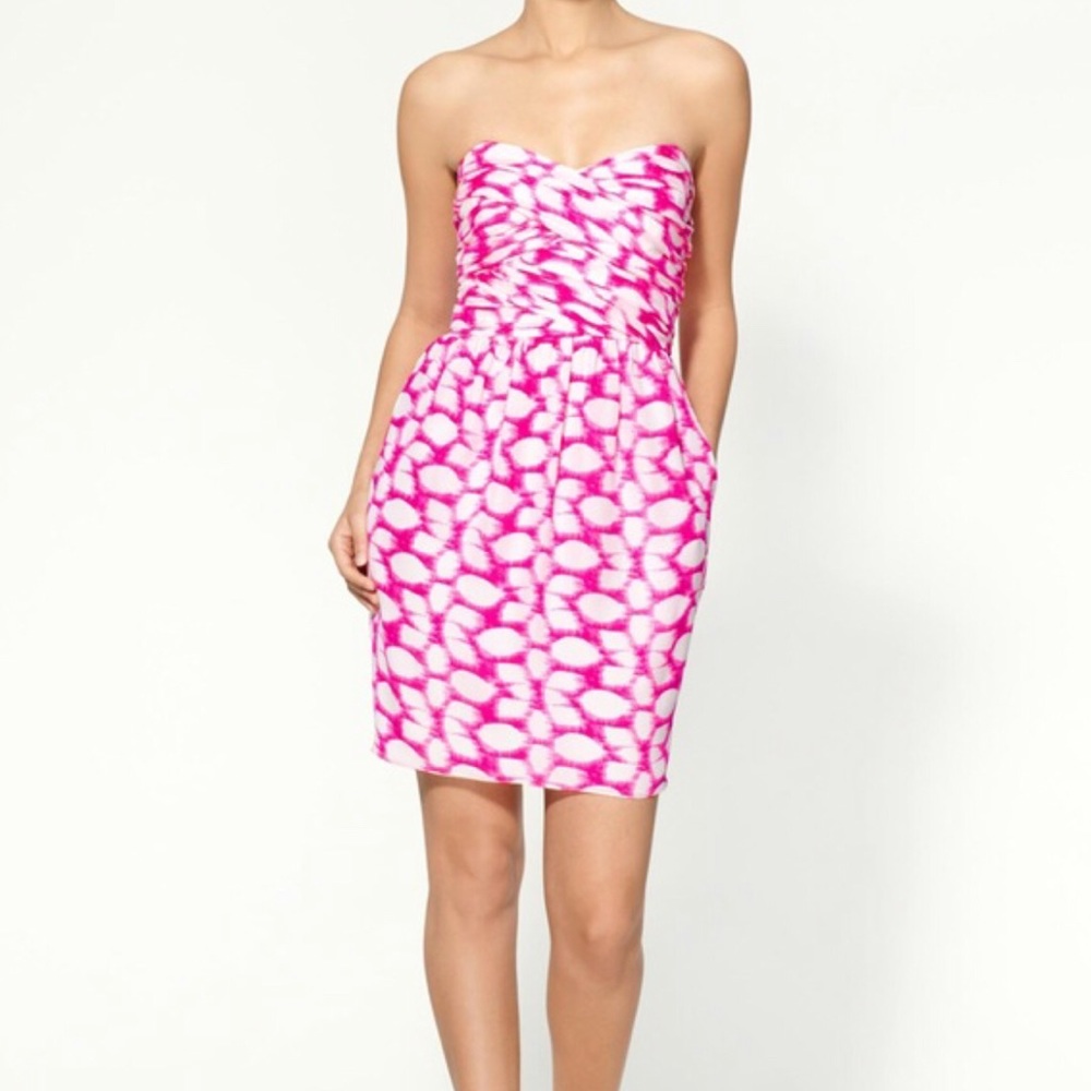 Shoshanna pink strapless print dress